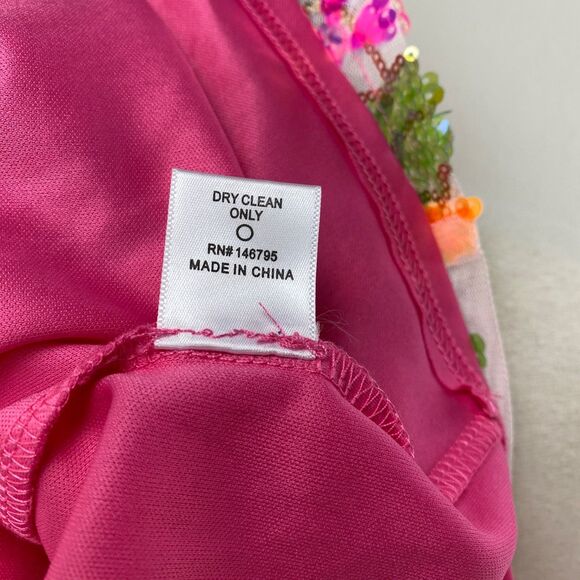 Dee Elly Pink Sequin Mini Dress Small Colorful Cocktail Club Dance Party Romance - Picture 12 of 12